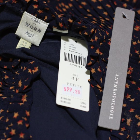 SEEN WORN KEPT ANTHROPOLOGIE Navy Gold Star Dress - Picture 5 of 5